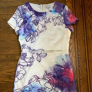 Tobi dress with stenciled flowers and colors